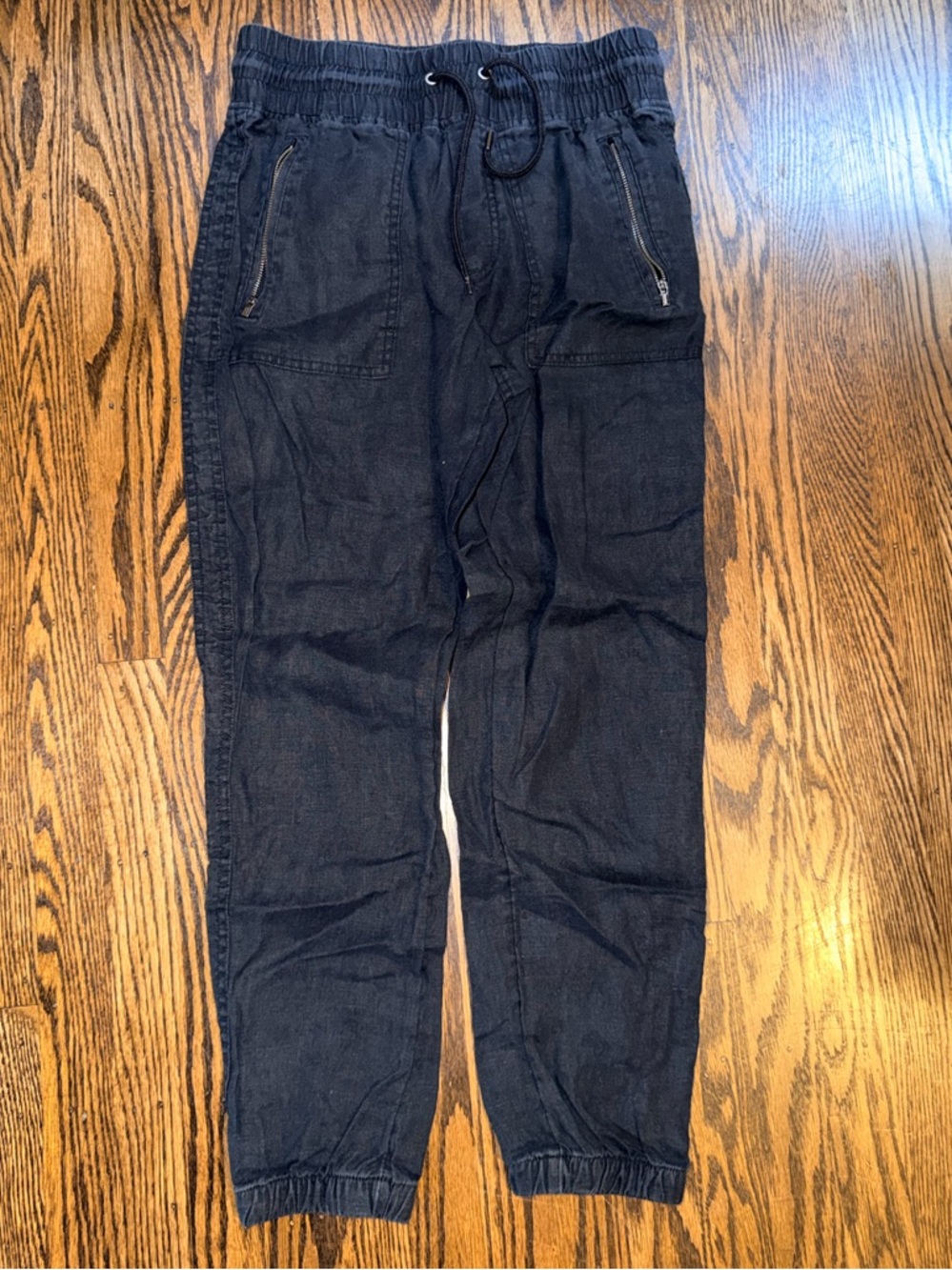 Athleta Black Elastic Waist linen Jogger 4